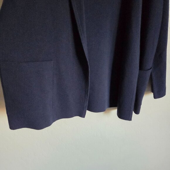 J.Crew Eloise Merino Wool Blend Sweater Blazer Blue Womens Small Open Front Knit - Picture 4 of 11